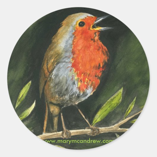 European Robin - England Bird Stickers ラウンドシール (正面)