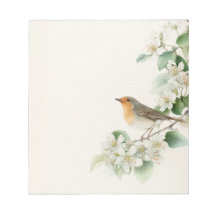 European Robin & Hawthorn（コマドリとサンザシ） - 編集可能なボタニカル 