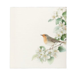 European Robin & Hawthorn – Editable Botanical Wed ノートパッド