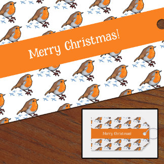 European Robin Red Breast メリークリスマス!パターン ギフトタグ