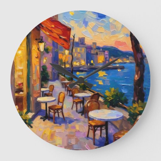 European Street at Sunset ラージ壁時計 (正面)