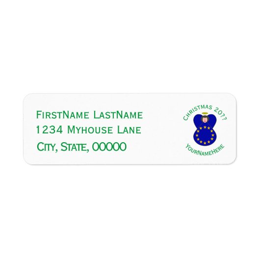 European Union Flag Christmas Angel Return Address ラベル (正面)