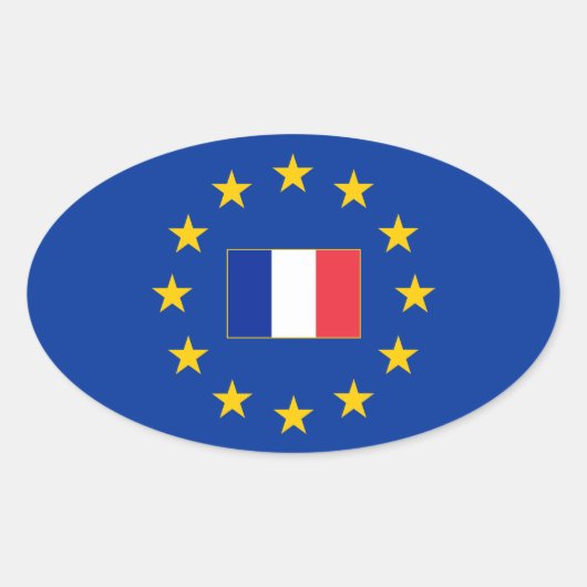 European Union France Ovalステッカー 楕円形シール (正面)