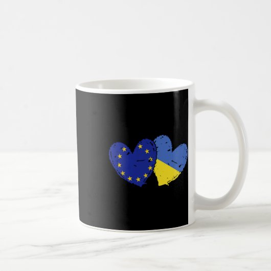 European Union Ukraine Heart Flags Eu Ukrainian Du コーヒーマグカップ (右)