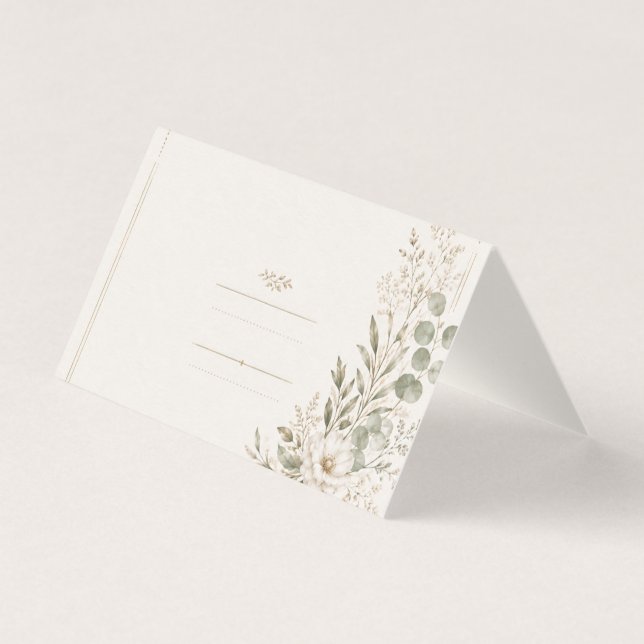 European Wedding Invitation in Olive Green (正面)