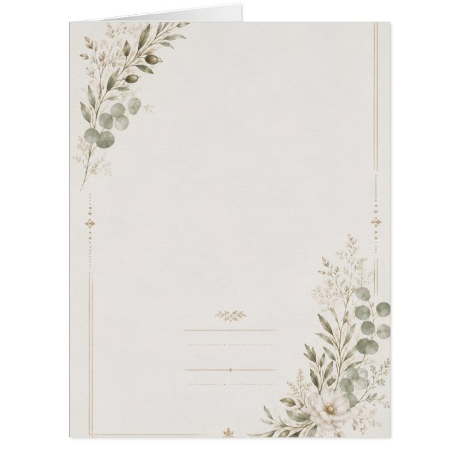 European Wedding Invitation in Olive Green (正面)