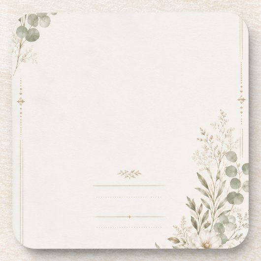 European Wedding Invitation in Olive Green コースター (正面)