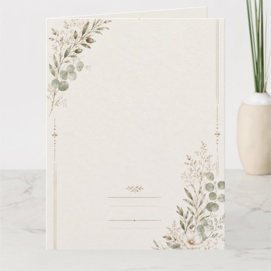 European Wedding Invitation in Olive Green サンキューカード (正面)
