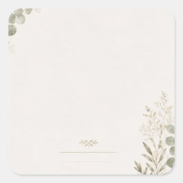 European Wedding Invitation in Olive Green スクエアシール