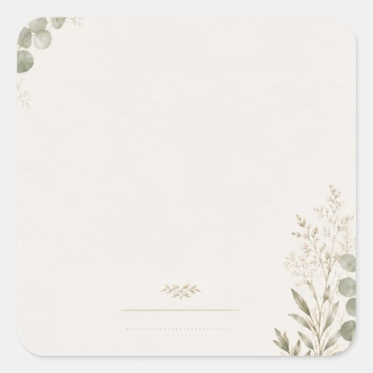 European Wedding Invitation in Olive Green スクエアシール (正面)