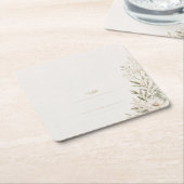 European Wedding Invitation in Olive Green スクエアペーパーコースター (アングル)