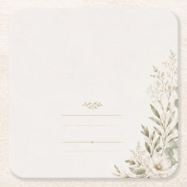 European Wedding Invitation in Olive Green スクエアペーパーコースター