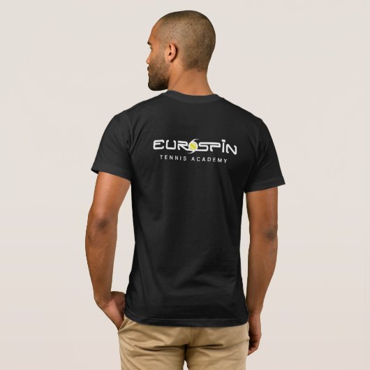 EuroSpinの男性活動的な暗い色のTシャツ Tシャツ (裏面フル)