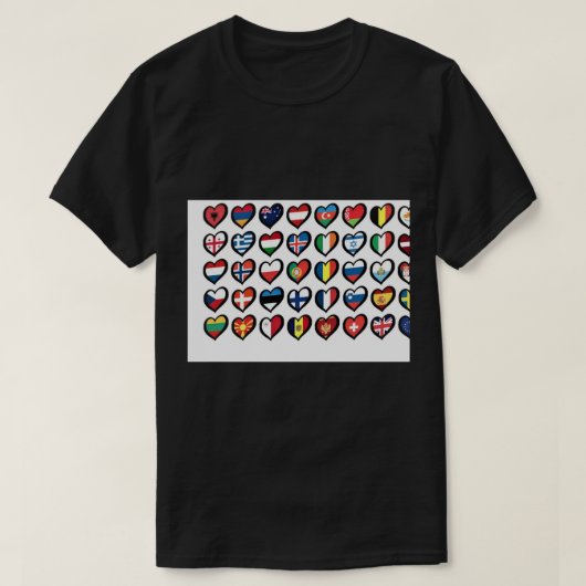 EurovisionソングのコンテストのフラグハートMask.png Tシャツ (デザイン正面)