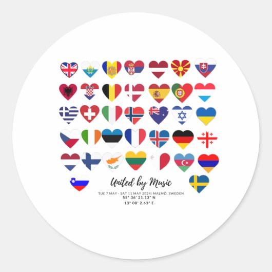 Eurovision Songcontest 2024 Unisex T-shirt Sweden  ラウンドシール (正面)