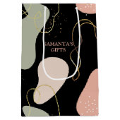 Eutistic Boho幾何形状オーガニックパターン ミディアムペーパーバッグ (裏面)