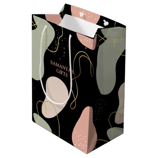 Eutistic Boho幾何形状オーガニックパターン ミディアムペーパーバッグ (裏面アングル)