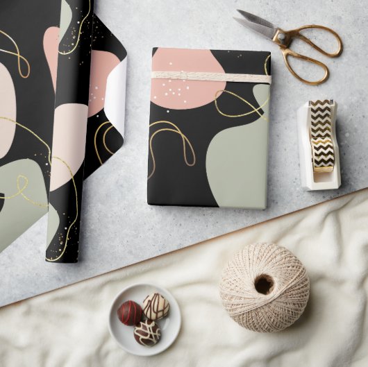 Eutistic Boho幾何形状オーガニックパターン ラッピングペーパー (クラフト)