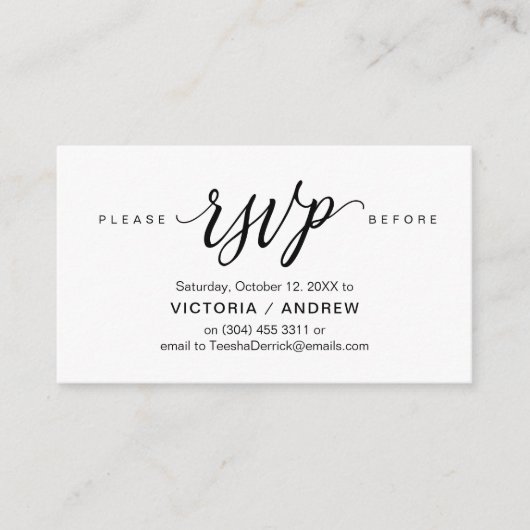 Eutitic Black Script、パーティーRSVP応答 エンクロージャーカード (正面)