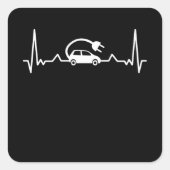 EVハートビーおもしろいト電気自動車ギフトカー恋人 スクエアシール (正面)