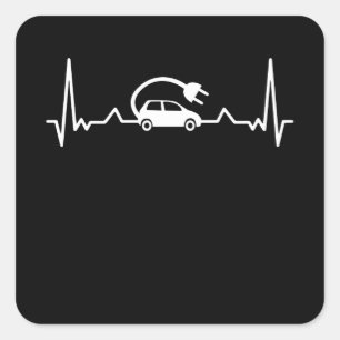 EVハートビーおもしろいト電気自動車ギフトカー恋人 スクエアシール