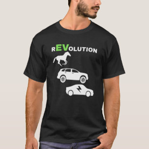 EV革命、ドライブEカーEVライフ電おもしろい気 Tシャツ