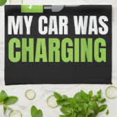 EV Elecを充電していた車が遅れてごめんおもしろい。 キッチンタオル (折り畳み)