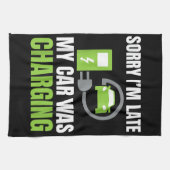 EV Elecを充電していた車が遅れてごめんおもしろい。 キッチンタオル (横)