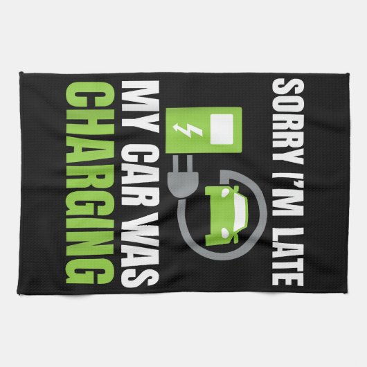 EV Elecを充電していた車が遅れてごめんおもしろい。 キッチンタオル (横)