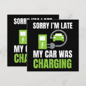 EV Elecを充電していた車が遅れてごめんおもしろい。 招待状 (正面/裏面)