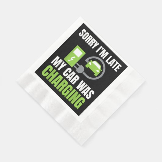 EV Elecを充電していた車が遅れてごめんおもしろい。 縁ありランチョンナプキン (角)