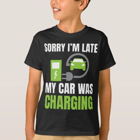 EV Elecを充電していた車が遅れてごめんおもしろい。 Tシャツ (正面)