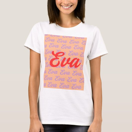 Evaネーム繰り返しパターンデザイン Tシャツ (正面)