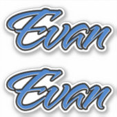 Evan Name blue Aufkleber Sticker Stickerset シール (正面)
