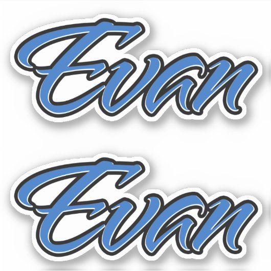 Evan Name blue Aufkleber Sticker Stickerset シール (正面)