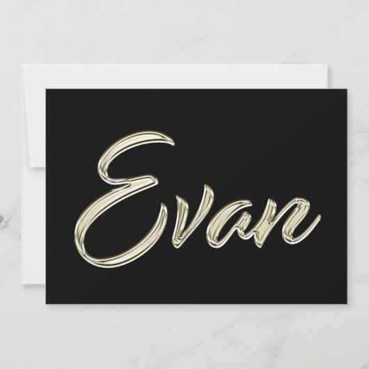 Evan Name white gold Handwriting Karte カード (正面)