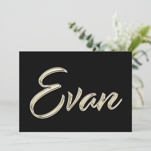 Evan Name white gold Handwriting Karte カード (スタンド正面)