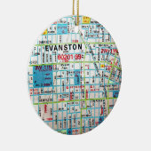 EVANSTONのILのヴィンテージの地図 セラミックオーナメント (右)