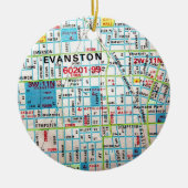 EVANSTONのILのヴィンテージの地図 セラミックオーナメント (正面)