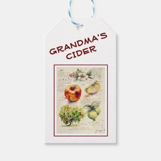 EVEりんご絵を描イラストレーションワインラベル ギフトタグ (正面)