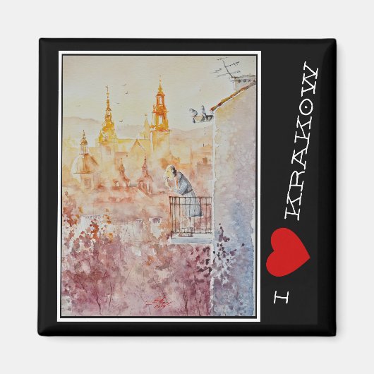 EVE 絵を描 Morning in Krakow,ポーランド マグネット (正面)