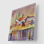 EVE 絵を描 Wawel、クラクフ、ポーランド スクエア壁時計 (傾斜)