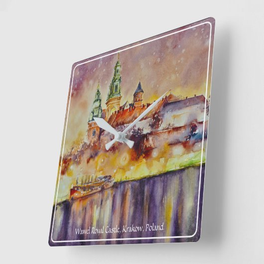 EVE 絵を描 Wawel、クラクフ、ポーランド スクエア壁時計 (傾斜)