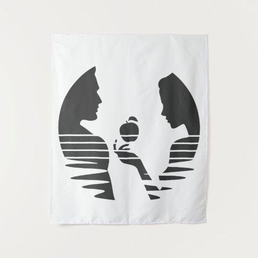 Eve Hands An Apple To Adam, Black Version 1/3 タペストリー (正面)