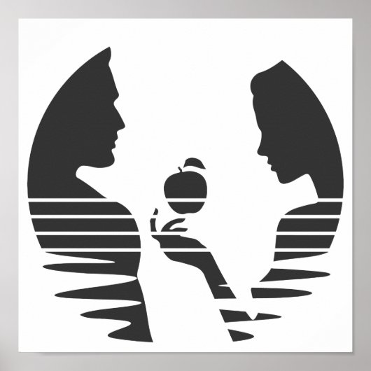 Eve Hands An Apple To Adam, Black Version 1/3 ポスター (正面)