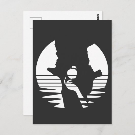 Eve Hands An Apple To Adam, White Version 2/3 ポストカード (正面/裏面)
