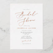 EVELYNスクリプエレガントトバラゴールドフォイルブライダルシャワー 箔招待状 (正面)