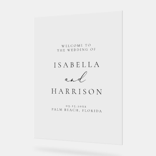 EVELYN書エレガント道のモダン結婚歓迎 アクリルサイン (傾斜)