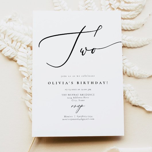 EVELYN書エレガント道スクリプト2nd誕生日請求書 招待状