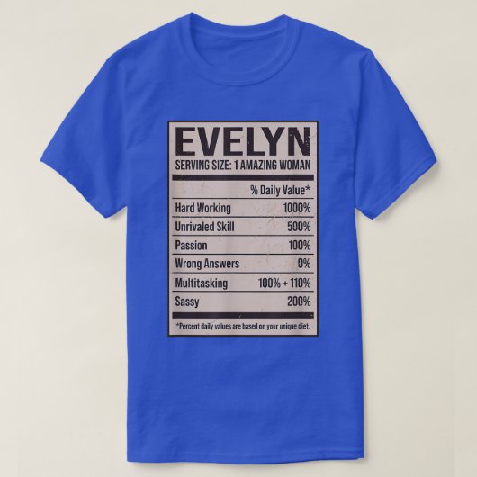 Evelyn栄養ファクト名ニックネーム別名タイトルF Tシャツ (デザイン正面)